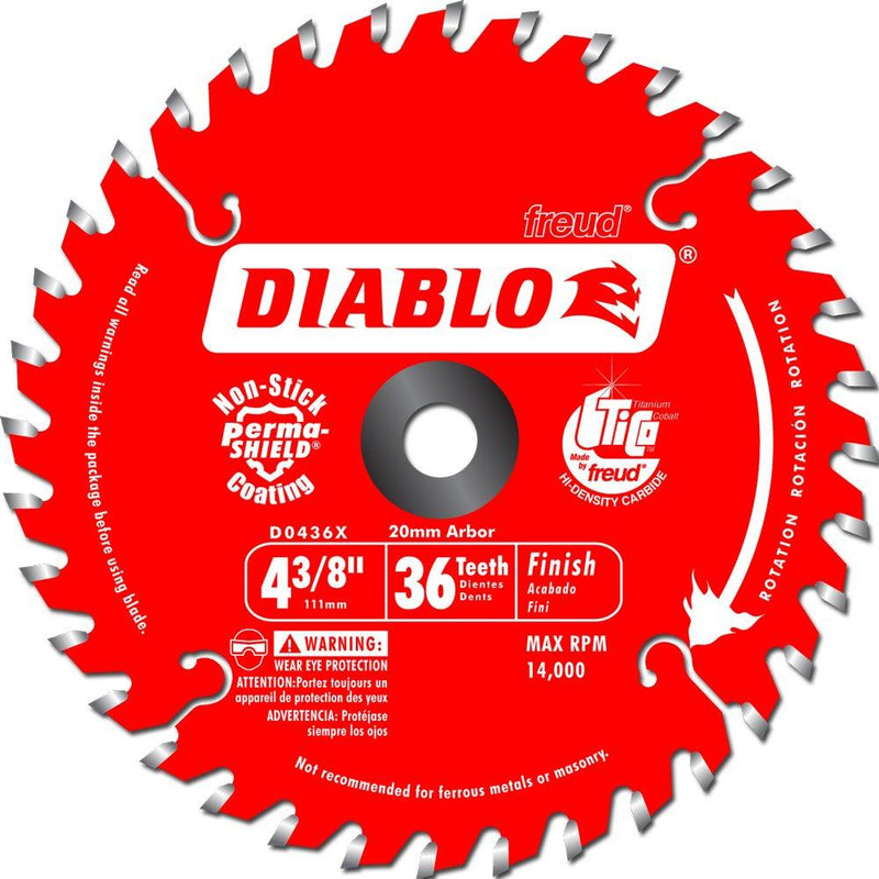 Freud D0436X Diablo 4-3/8-Inch 36 Tooth ATB Cordless Trim Saw Blade with 20-Millimeter Arbor and 3/8-Inch Reducer Bushing 4-3/8" - NewNest Australia