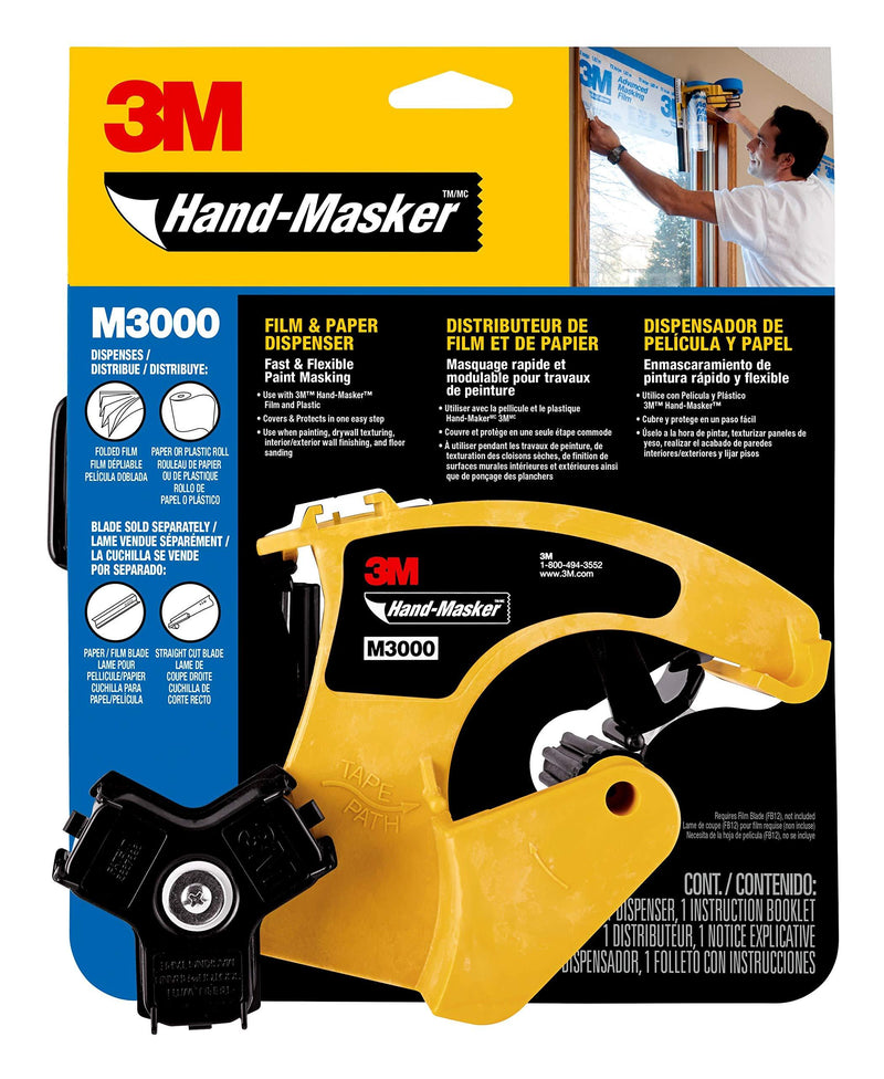 Scotch Painter's Tape Cutting 3M Hand-Masker Film & Tape Dispenser, M3000, Blade Sold Separately, Yellow/Black Dispenser Only - NewNest Australia