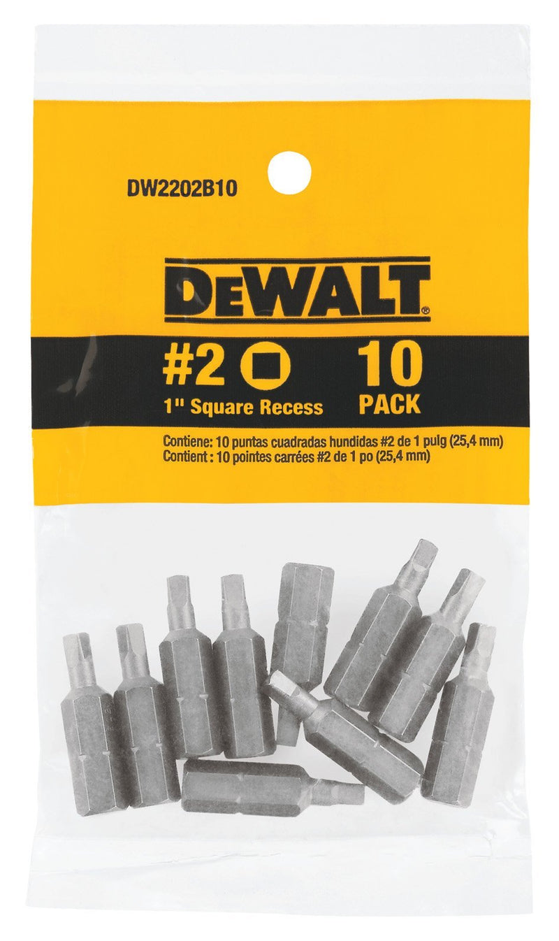 DEWALT DW2202B10 #2 Square Recess 1-Inch Bit Tip (10-Pack) - NewNest Australia