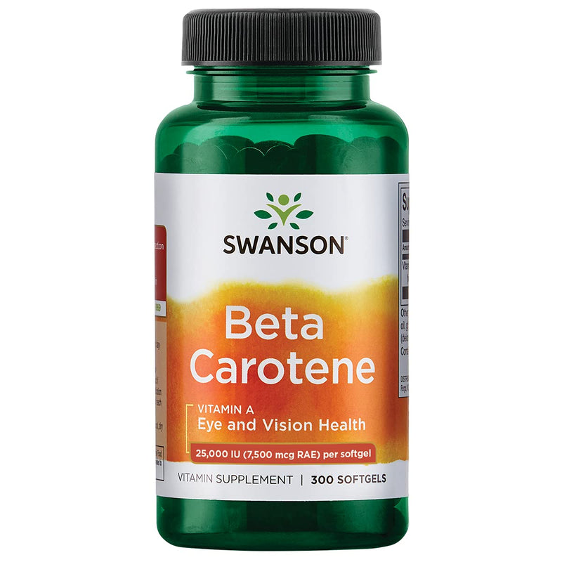 Swanson Beta-Carotene Vitamin A 25000 IU Skin Eye Immune System Health Antioxidant Support 7500 mcg 300 Softgels Count 1 - NewNest Australia
