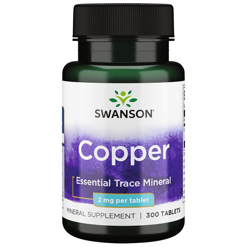 Swanson Copper Antioxidant Immune System Red Blood Cell Support Mineral Supplement (Copper chelate) 2 mg 300 Tabs 1 - NewNest Australia