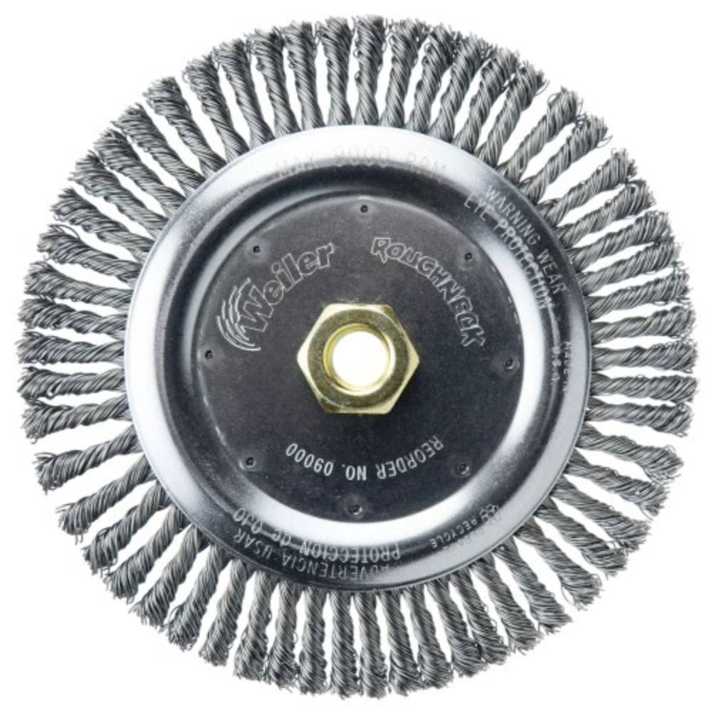 Weiler 09000 Roughneck 7" Root Pass Weld Cleaning Brush, .020" Steel Wire Fill, 5/8"-11 Unc Nut, Made in the USA 56 Knots - NewNest Australia