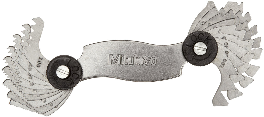 Mitutoyo 188-121, Screw Pitch Gage, 0.4mm to 7mm, 18 Leaves - NewNest Australia