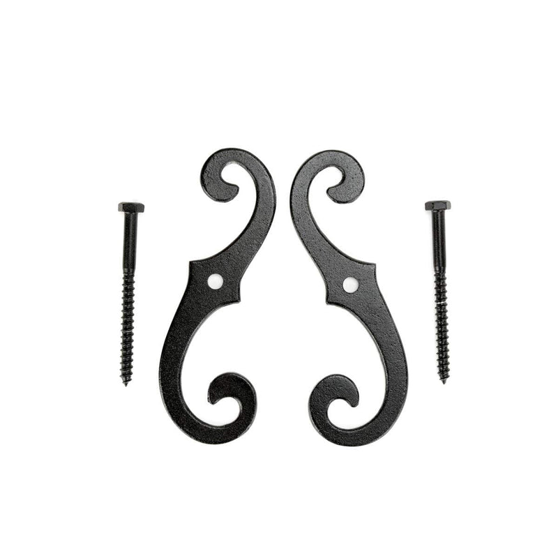 Renovators Supply Black Shutter Dog Holders 6.5 Inches Long Antique Decorative S Style Solid Aluminium Black Rust Resistant Powder Coated External Shutter Tieback Hardware Including Mounting Screws - NewNest Australia