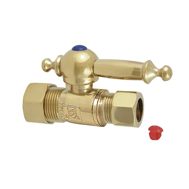 Kingston Brass CC44452TL Vintage 5/8-Inch OD X 1/2-Inch OD Compression Straight Stop Valve, 2-3/4-Inch, Polished Brass - NewNest Australia