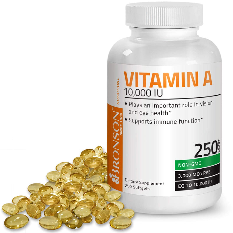 Bronson Vitamin A 10,000 IU Premium Non-GMO Formula Supports Healthy Vision & Immune System and Healthy Growth & Reproduction, 250 Softgels - NewNest Australia