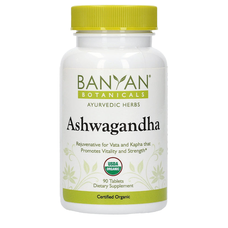 Banyan Botanicals Organic Ashwagandha Supplement – Withania somnifera – For Adrenal Support, Healthy Immune System, Stress Relief, Strength & More* – 90 Tablets – Non-GMO Sustainably Sourced Vegan FFL - NewNest Australia