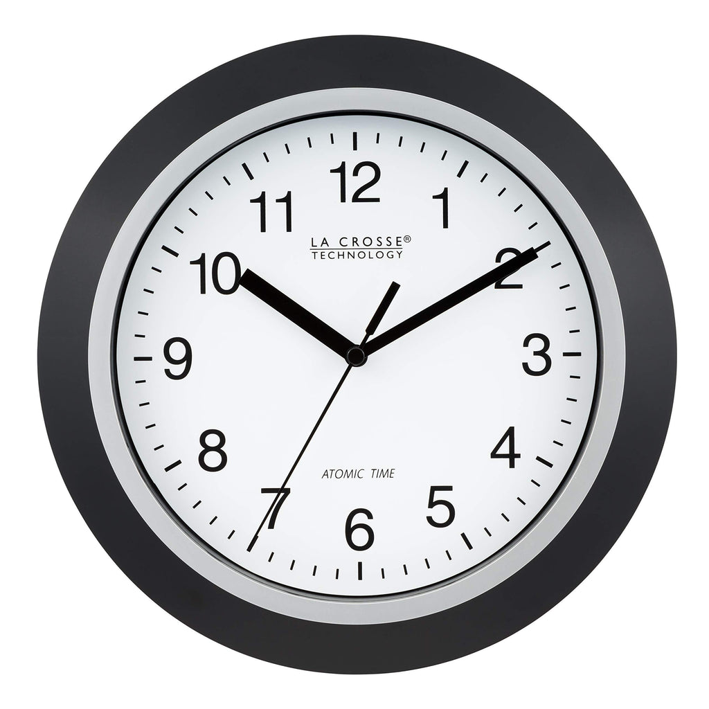 NewNest Australia - La Crosse Technology WT-3102B 10-Inch WWVB Self-set Analog Wall Clock and automatic DST reset,Black/silver 