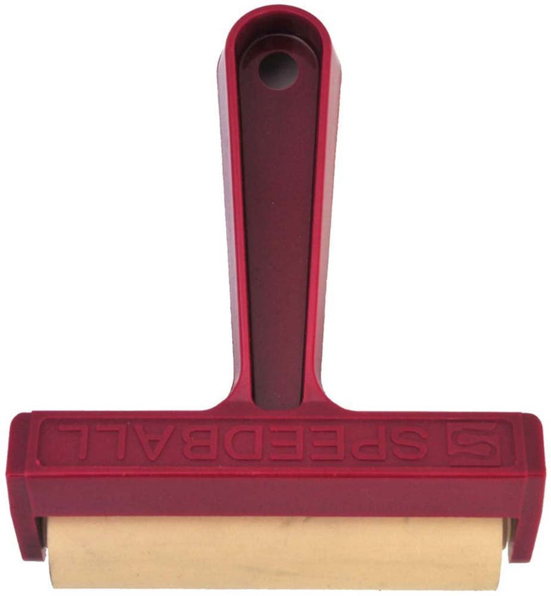 Speedball Pop-In Soft Rubber Brayer – Roller With Burgundy Comfort Grip Handle - 4 Inches - NewNest Australia