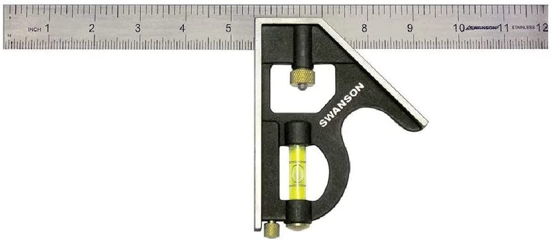 Swanson Tool Co TC132 12-Inch Combo Square with Cast Zinc Body, Stainless Steel Ruler and Brass Bolt 12 Inch - NewNest Australia
