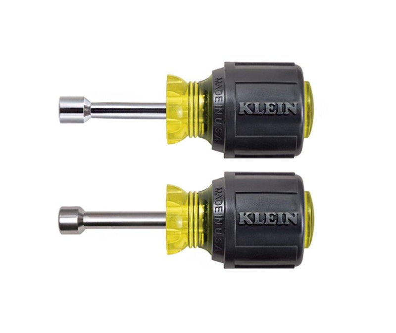 Klein Tools - 610M Magnetic Stubby Nut Driver Set 1-1/2-Inch Shafts 2-Piece Silver - NewNest Australia