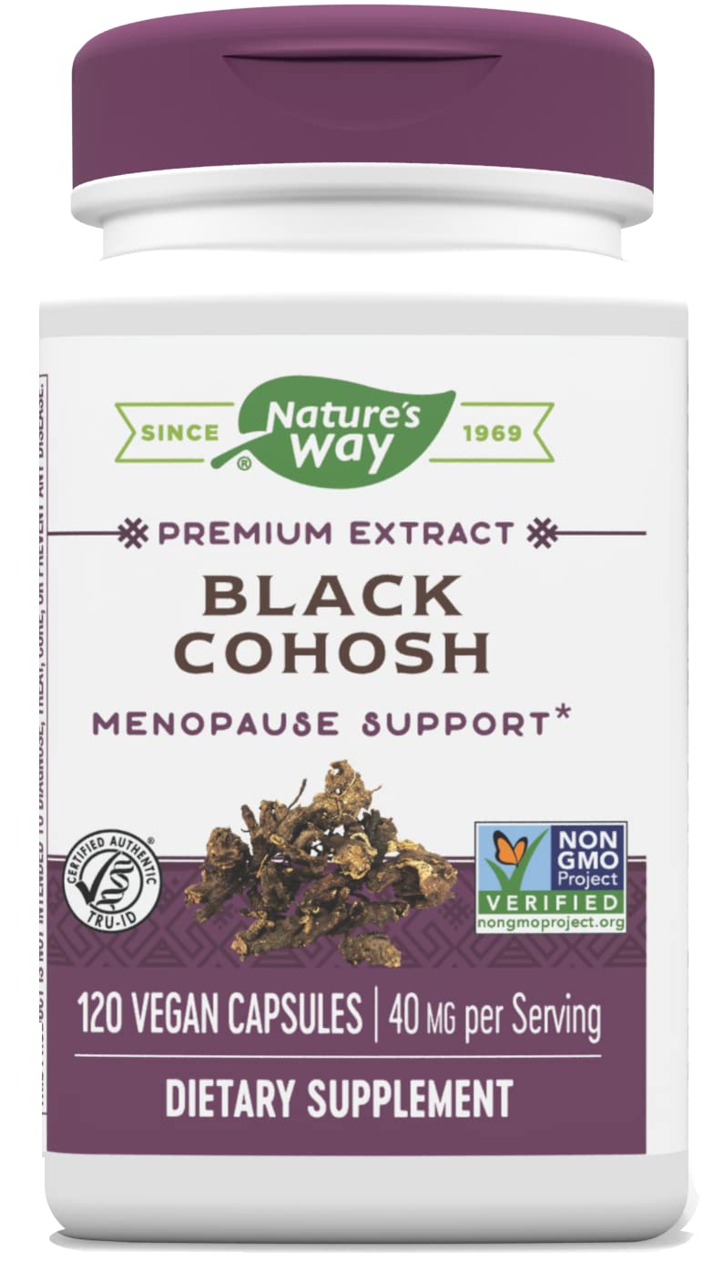 Nature's Way Standardized Black Cohosh, 2.5% Triterpene Glycosides per serving, 40 mg per serving, Non-GMO Project Verified, Gluten Free, Vegetarian, 120 Capsules 120 Count (Pack of 1) - NewNest Australia