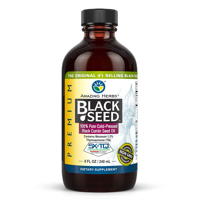 Amazing Herbs Premium Black Seed Oil - Cold Pressed Nigella Sativa Aids in Digestive Health, Immune Support, Brain Function, Joint Mobility, Gluten Free, Non GMO - 8 Fl Oz 8 Fl Oz (Pack of 1) - NewNest Australia