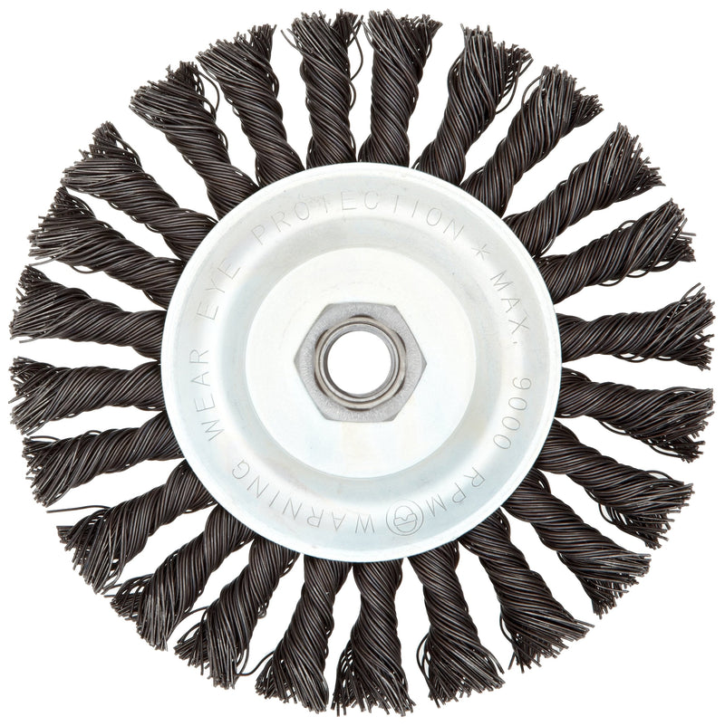 Weiler 36024 Vortec Pro 5/8"-11 Arbor, 6" Diameter, 0.025" Wire Size, Carbon Steel Bristles, Wide Face, Knot Wire Wheel Brush - NewNest Australia