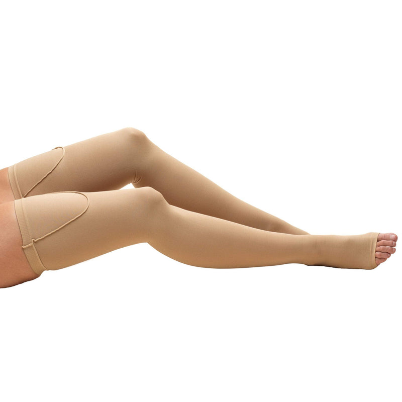 Truform Surgical Stockings, 18 mmHg Compression for Men and Women, Thigh High Length, Open Toe, Beige, Small Small (1 Pair) - NewNest Australia