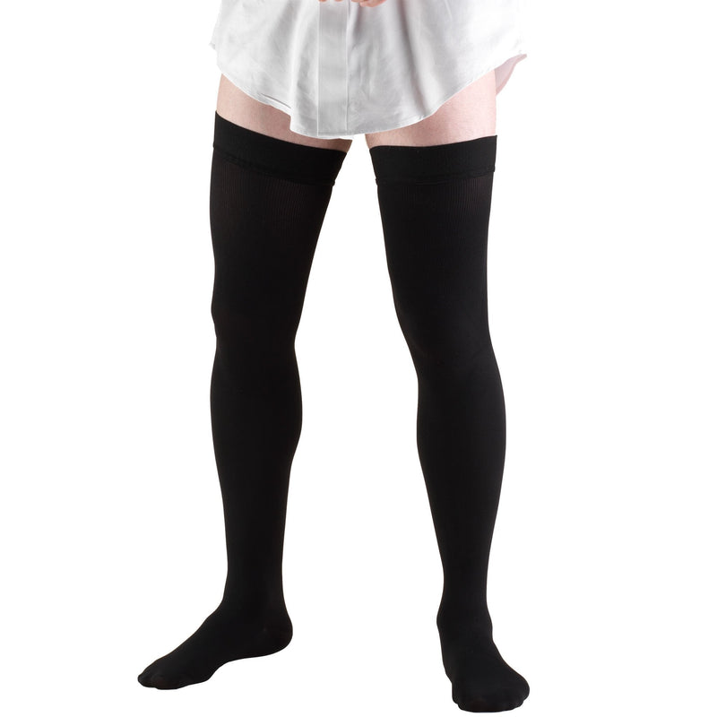 Truform Compression Socks, 20-30 mmHg, Men's Dress Socks, Thigh High Over Knee Length, Black, Small Small (1 Pair) - NewNest Australia