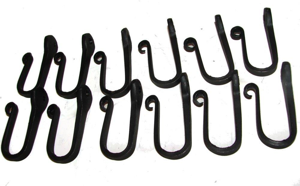 NewNest Australia - Wrought Iron Hooks-Nail Hooks-One Dozen Large-Hand Made-2 inch 