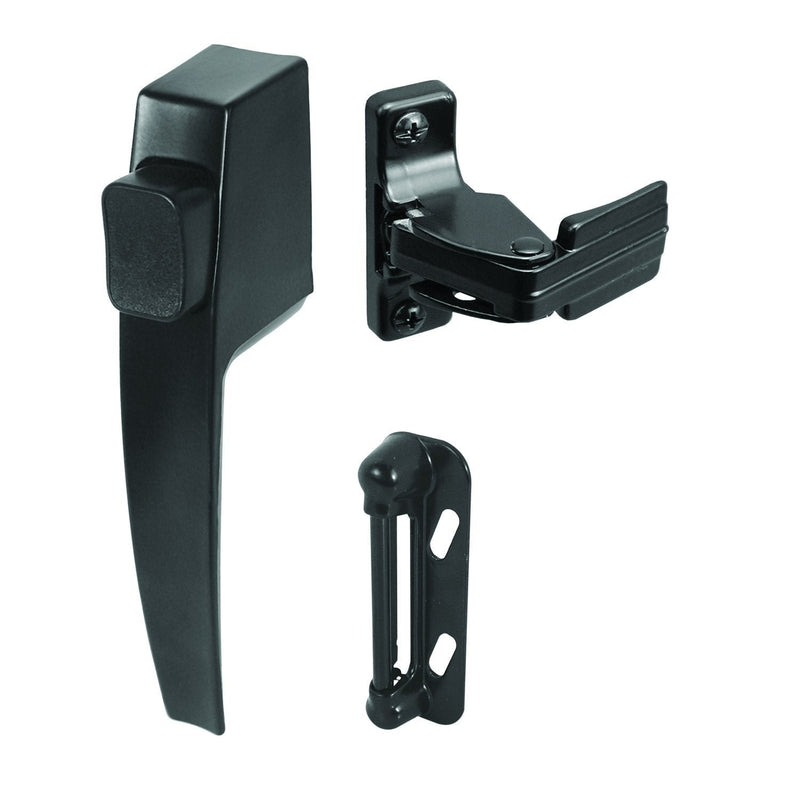 PRIME-LINE K 5007 Screen and Storm Door Push Button Latch Set with Night Lock – Replace Old or Damaged Screen or Storm Door Handles Quickly and Easily – Black Finish (Fits Doors 5/8” – 1-1/4” Thick) - NewNest Australia