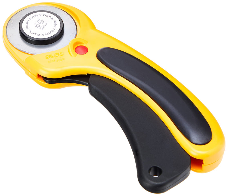 OLFA 45mm Ergonomic Rotary Cutter (RTY-2/DX) - Rotary Fabric Cutter w/ Blade Cover & Squeeze Trigger for Quilting, Sewing, Crafts, Replacement Blade: OLFA RB45-1H - NewNest Australia