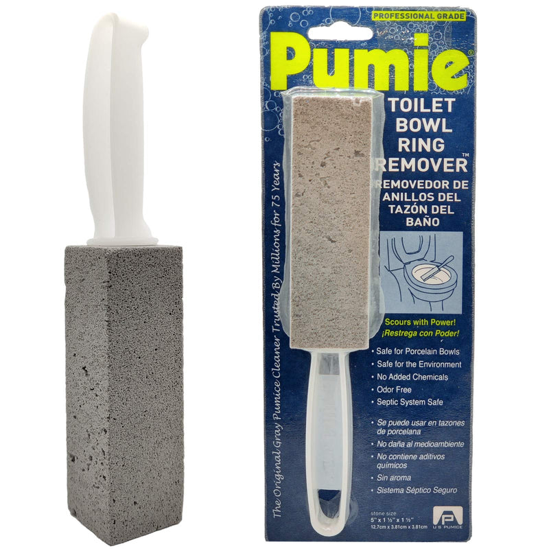 Pumie Toilet Bowl Ring Remover, TBR-6, Grey Pumice Stone with Handle, Removes Unsightly Toilet Rings, Stains from Toilets, Sinks, Tubs, Showers, Pools, Safe for Porcelain, 1 Pack - NewNest Australia