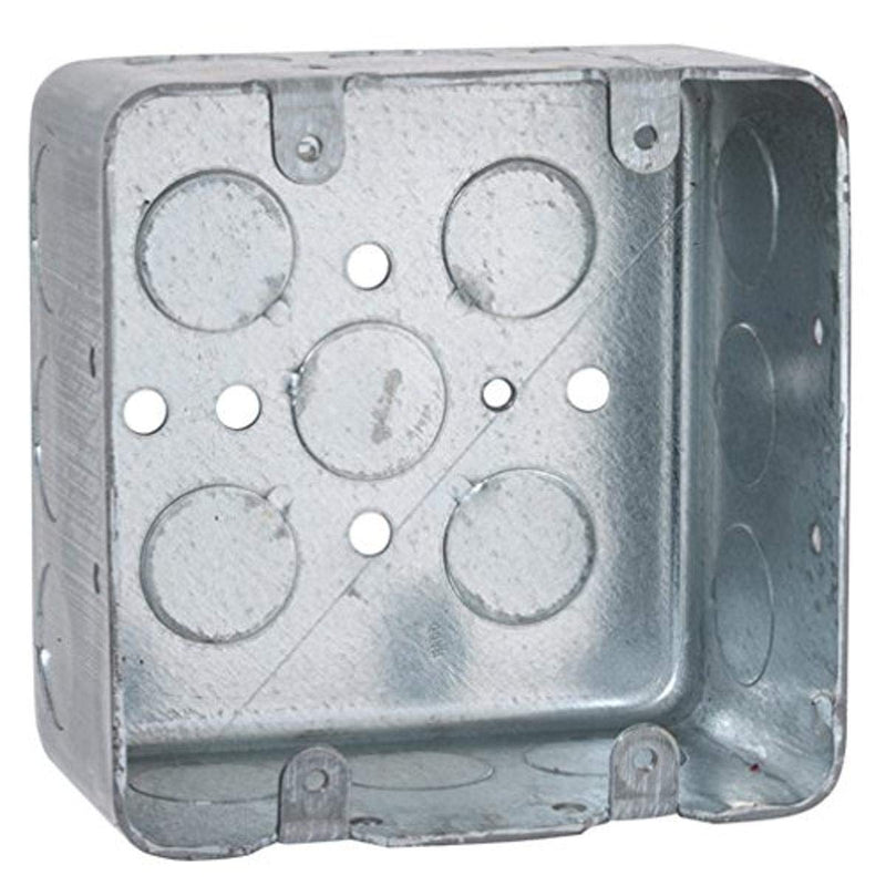 Hubbell-Raco 680 2-Device, 2-1/8-Inch Deep, 1/2-Inch Side Knockouts 4-Inch Square Switch Box, Drawn 4 Inch - NewNest Australia