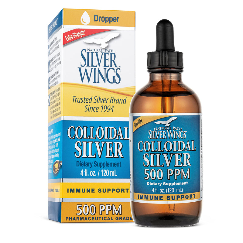Natural Path Silver Wings Dietary Mineral Supplement, Colloidal Silver, 500 PPM, 4 fl. oz. / 120 ml - NewNest Australia