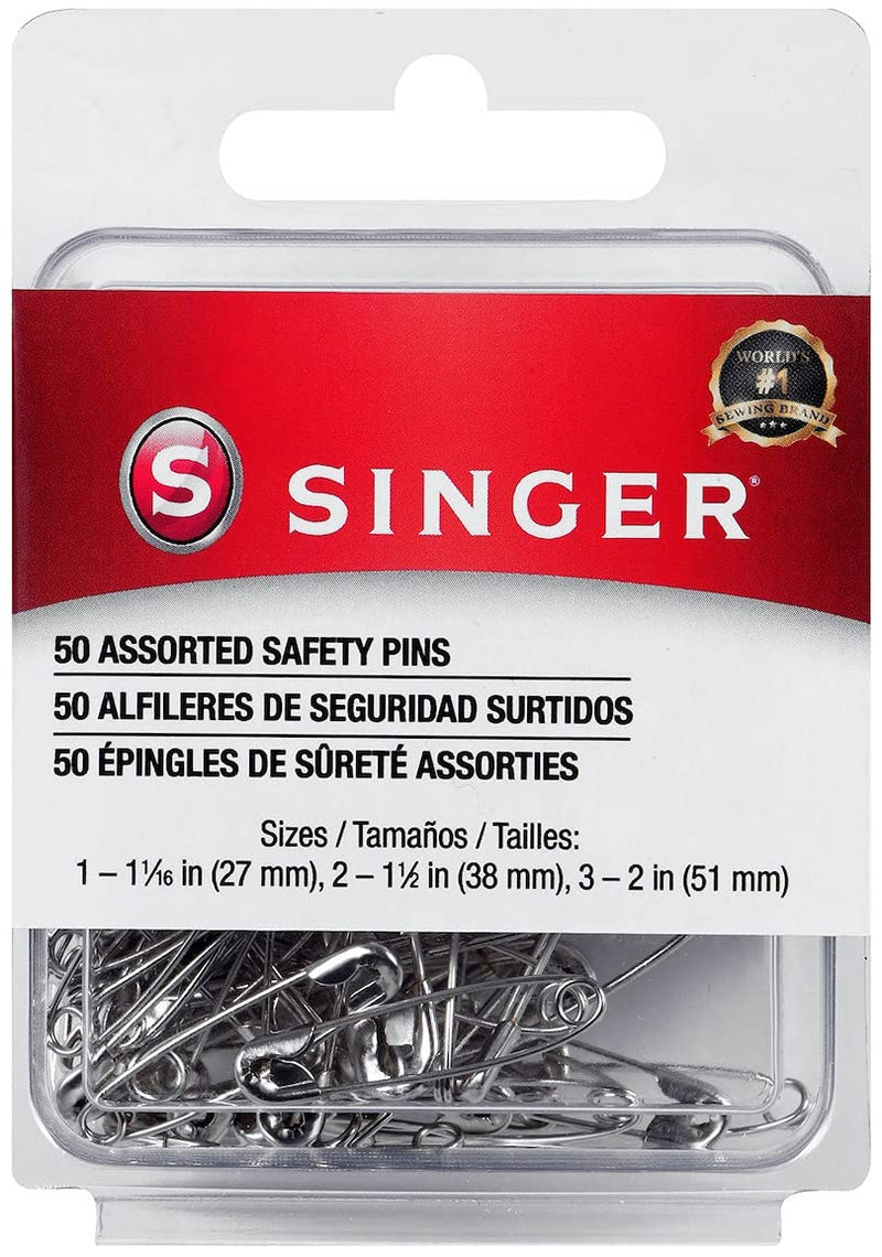 SINGER 00226 Assorted Safety Pins, Multisize, Nickel Plated, 50-Count 1 - NewNest Australia