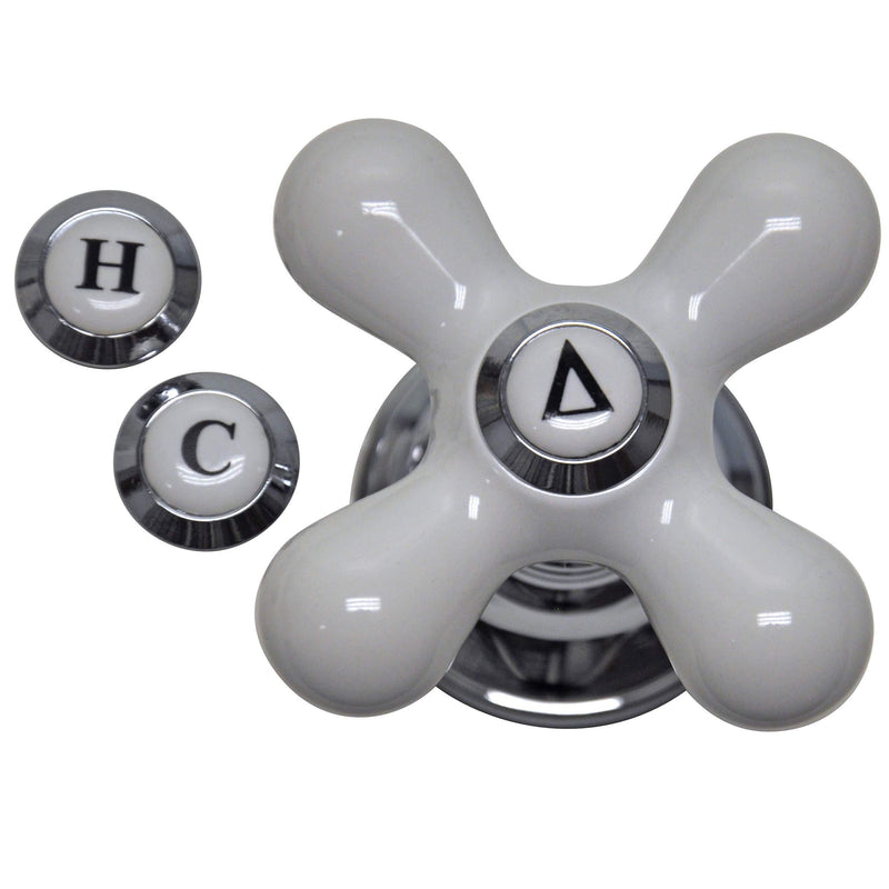 Danco 46004 Cross-Arm Faucet Handle Replacement Kit, Fits 2-3 Handle Kitchen Faucet, Lavatory, Tub, Shower and Bathtub Handles, White Porcelain - Chrome 1 Pack Chrome/White - NewNest Australia