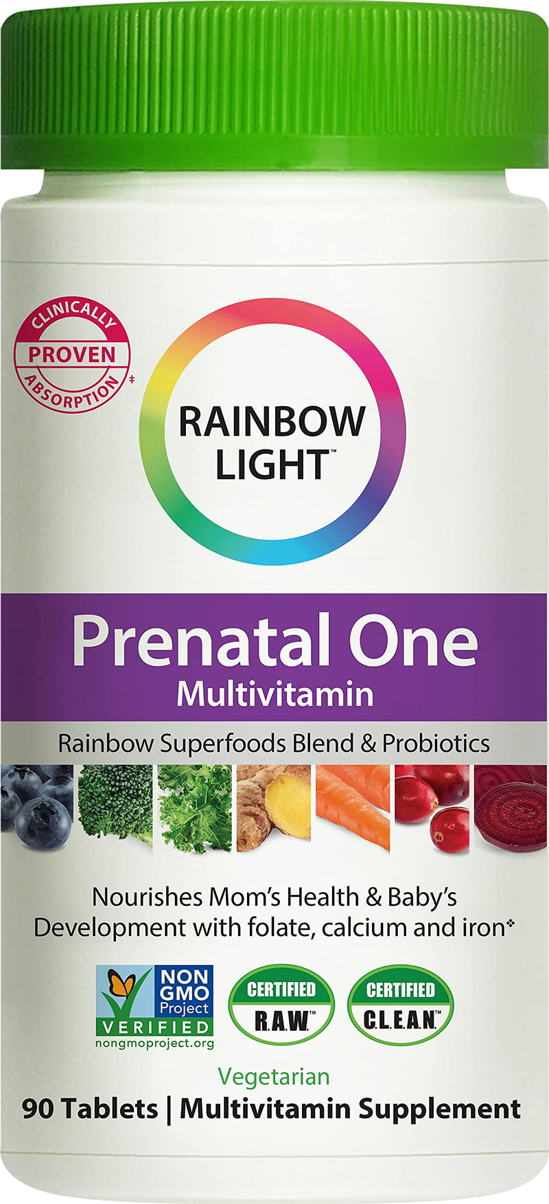 Rainbow Light Prenatal One Multivitamin – High Potency, Clinically Proven Absorption of Vitamin D, B2, B5, Folate, Calcium, Zinc, Iron, Non-GMO, Vegetarian – 90 Tablets (3 Month Supply) Prenatal One 90 Count - NewNest Australia