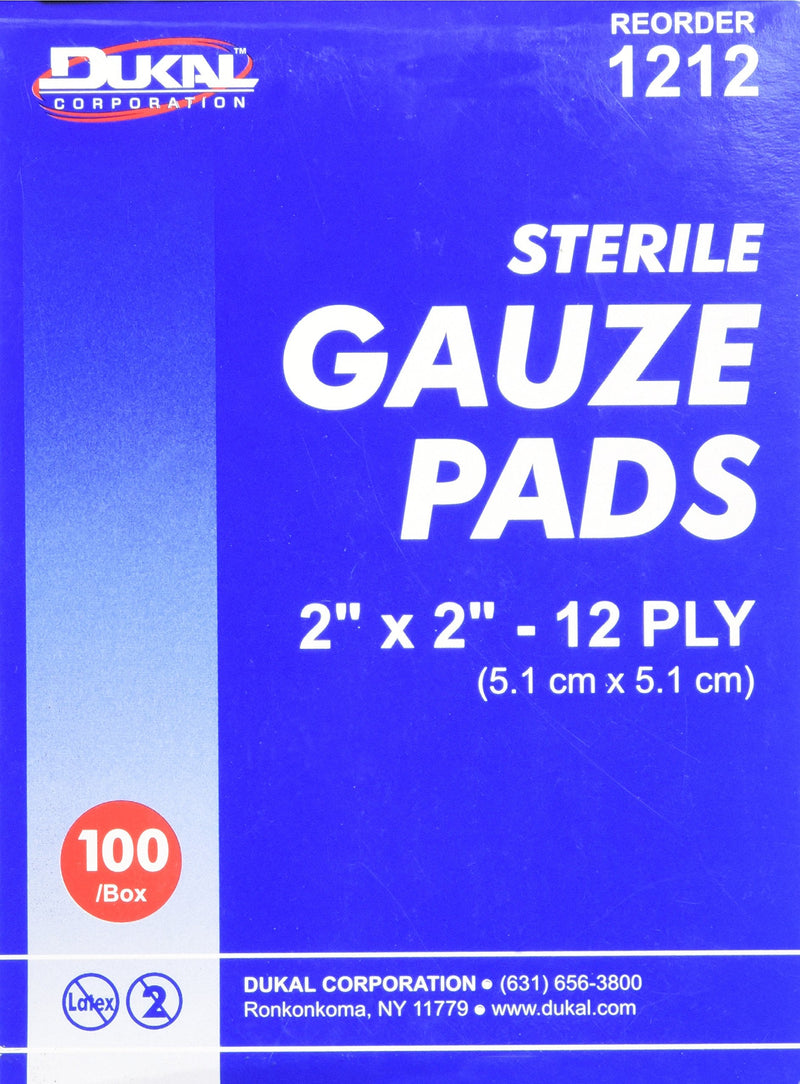 Dukal, Sterile Gauze Pads, 2" x 2", 12 Ply, 100 per Box White - NewNest Australia
