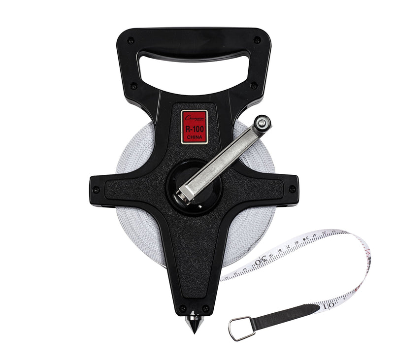 Champion Sports Open Reel Measure Tape with Metal Spike, Hand Crank - Open Tape Measure for Track and Field, Long Jump - Durable, Dual-Sided Measuring Reel with Feet and Meters - Multiple Lengths 100' / 30 Meter - NewNest Australia
