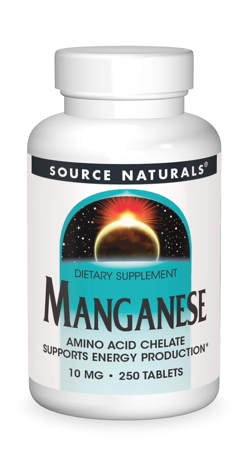 Source Naturals Manganese, Amino Acid Chelate - Supports Energy Production - 250 Tablets 1 250 Count (Pack of 1) - NewNest Australia