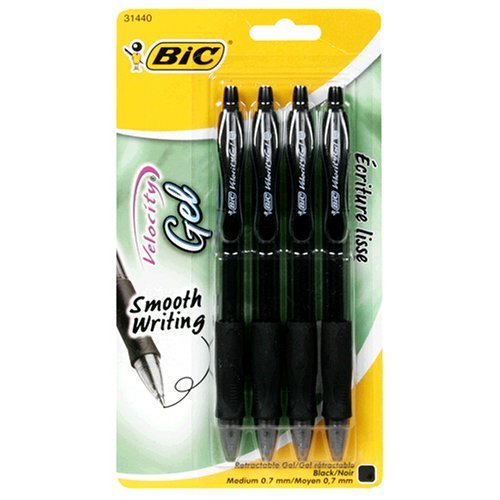 BIC Gel-ocity Original Retractable Gel Pen, Medium Point (0.7 mm), Black, 4-Count (Pack of 6) 4-Count (Pack of 6) - NewNest Australia