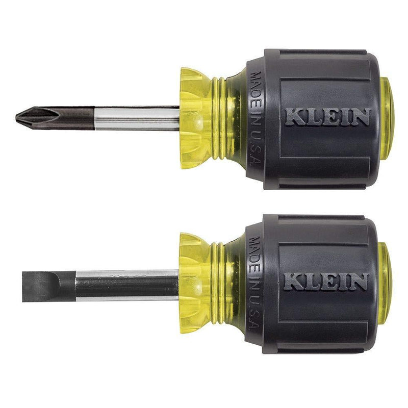 Klein Tools 85071 Stubby Slotted and Phillips Screwdriver Set with 5/16-Inch Cabinet-Tips and #2 Phillips-Tip, 2-Piece - NewNest Australia