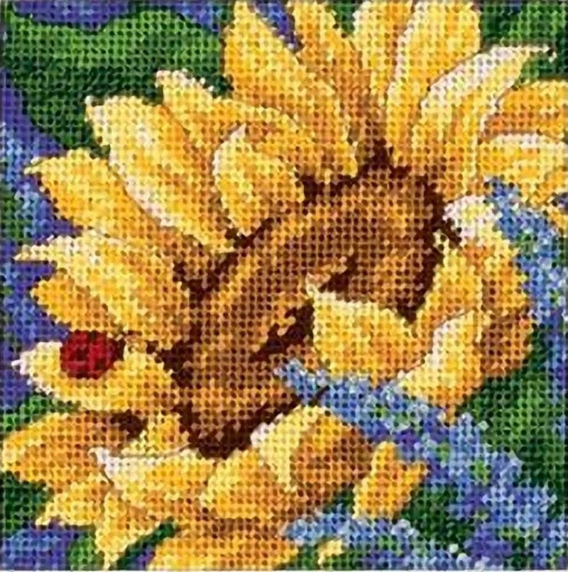 Dimensions Needlepoint Kit, Sunflower and Ladybug Floral Needlepoint, 5" x 5" - NewNest Australia