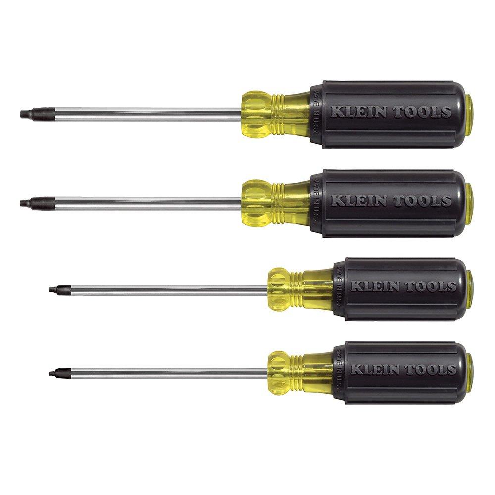 Klein Tools 85664 Screwdriver Set, Square Recess with Color Coded Handles and Heat Treated, Chrome Plated Shafts, 4-Piece - NewNest Australia