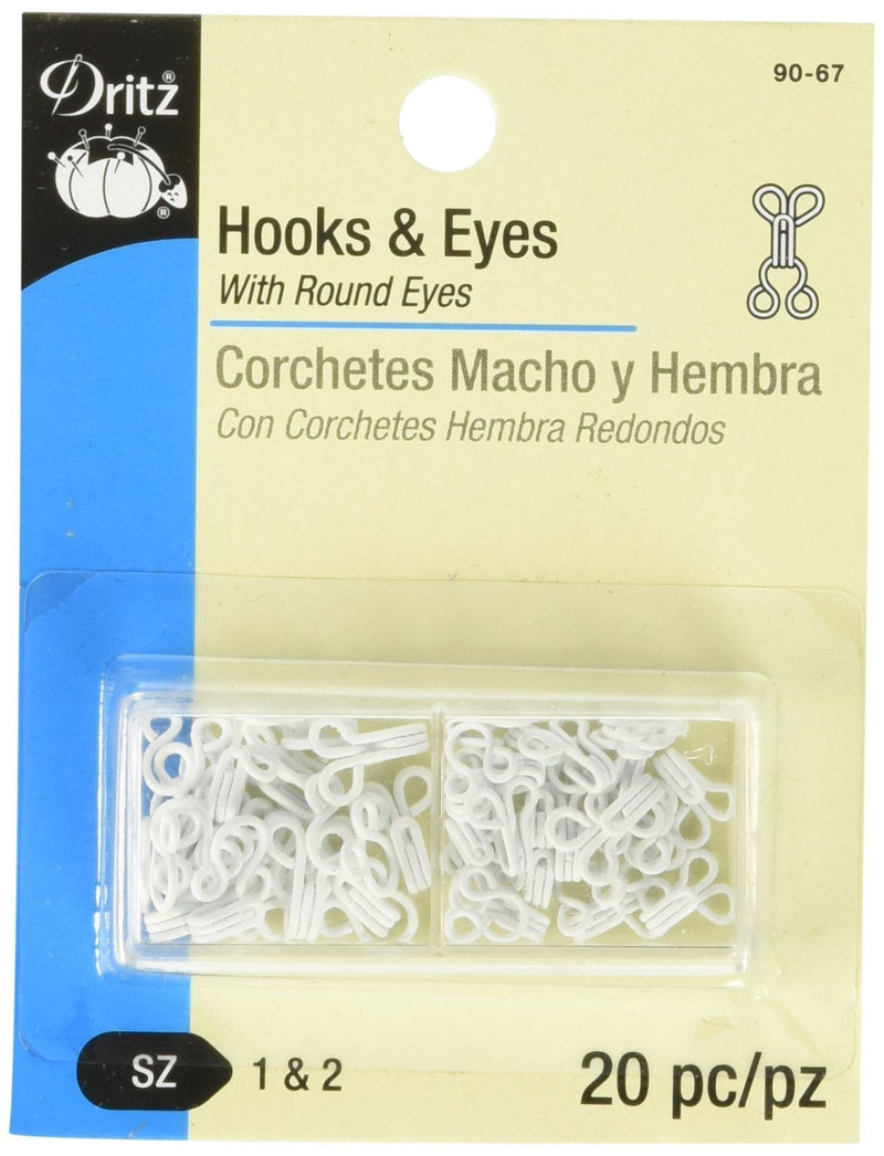 NewNest Australia - Dritz 90-67 Hook & Eye Closures, White, Size 1 & 2 20-Count 