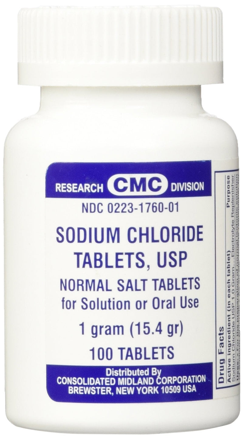 Sodium Chloride Tablets 1 Gm, USP Normal Salt Tablets - 100 Tablets 100 Count (Pack of 1) - NewNest Australia