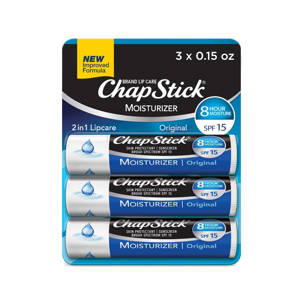 ChapStick Moisturizer Original Lip Balm Tubes, SPF 15 and Skin Protectant - 0.15 Oz (Pack of 3) - NewNest Australia