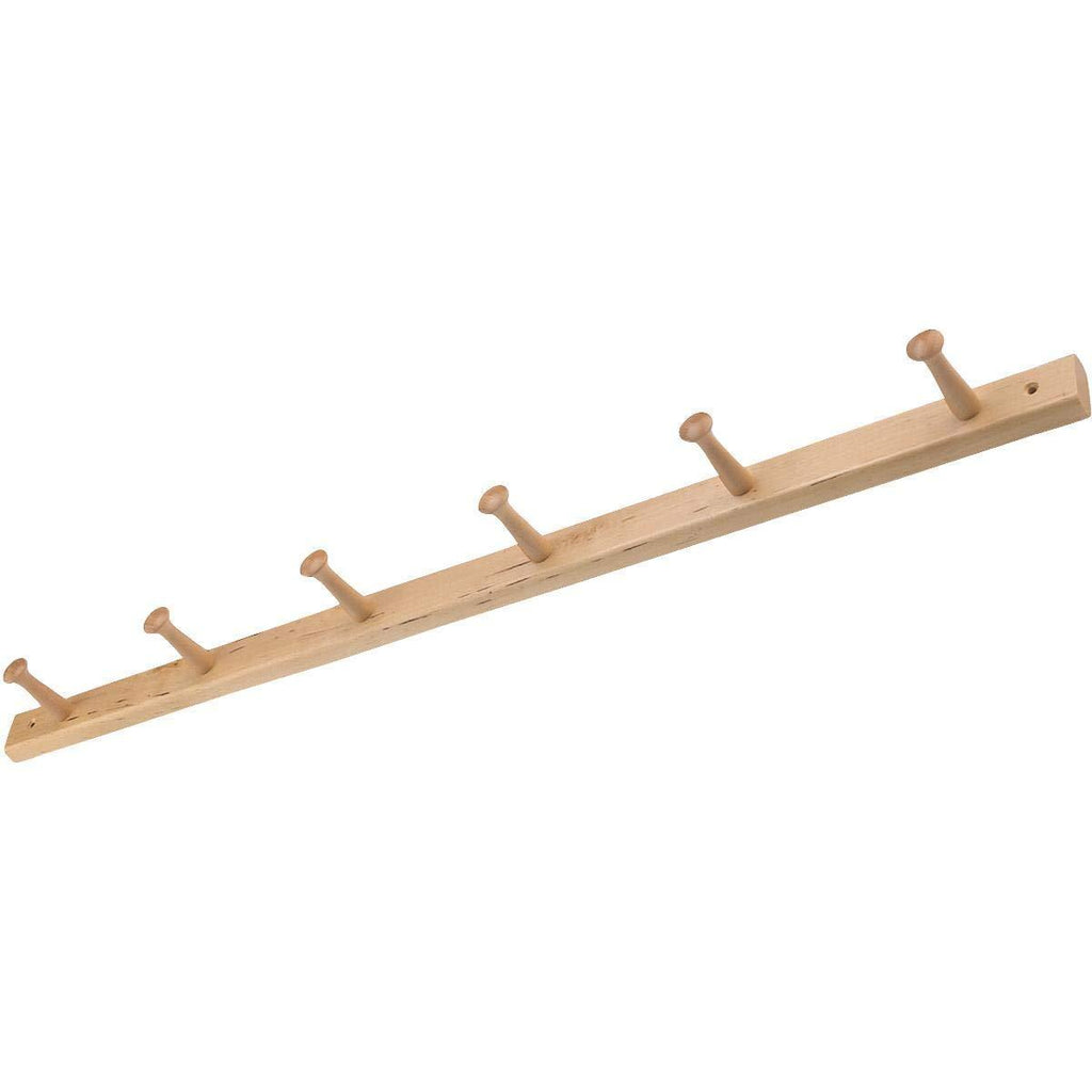 NewNest Australia - iDesign Wood Wall Mount 6-Peg Coat Rack for Coats, Leashes, Hats, Robes, Towels, Jackets, Purses, Bedroom, Closet, Entryway, Mudroom, Kitchen, Office, 32.3" x 2.8" x 1.5", Natural Wood 