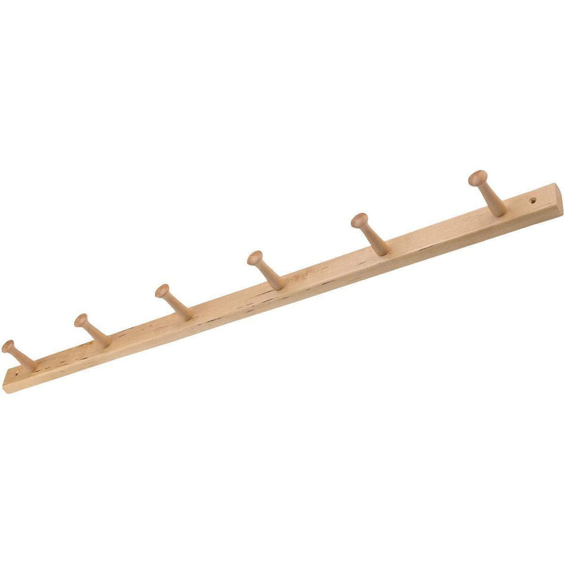 NewNest Australia - iDesign Wood Wall Mount 6-Peg Coat Rack for Coats, Leashes, Hats, Robes, Towels, Jackets, Purses, Bedroom, Closet, Entryway, Mudroom, Kitchen, Office, 32.3" x 2.8" x 1.5", Natural Wood 