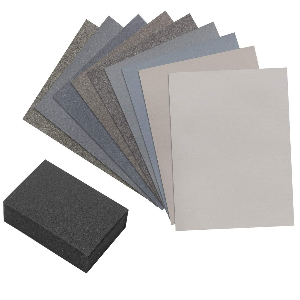 Micro Mesh 9 Sanding Sheet Introductory Woodworkers Kit with a 2 inch by 3 inch Foam Sanding Block - NewNest Australia