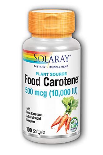 Solaray Food Carotene, Vitamin A 10000 IU | Healthy Skin, Eyes, Antioxidant & Immune Support (100 CT) 100 Count (Pack of 1) - NewNest Australia