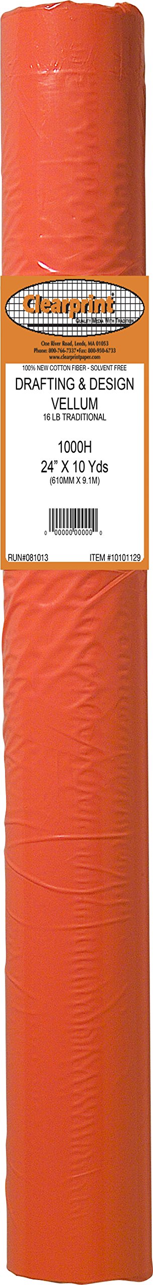 Clearprint 1000H Design Vellum Roll, 16 lb., 100% Cotton, 24 Inches W x 10 Yards Long, 1 Each (10101129),Translucent White - NewNest Australia