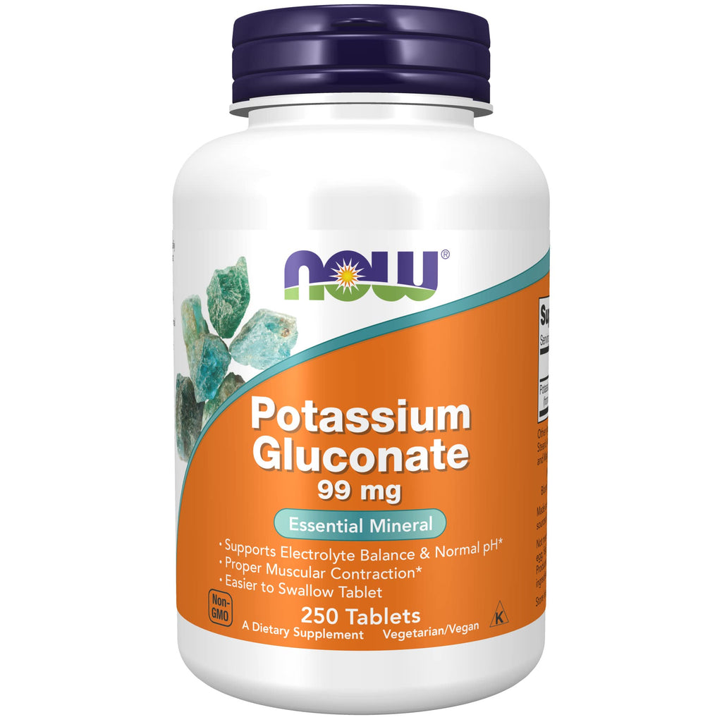 NOW Supplements, Potassium Gluconate 99mg, Easier to Swallow, Essential Mineral*, 250 Tablets 1 - NewNest Australia