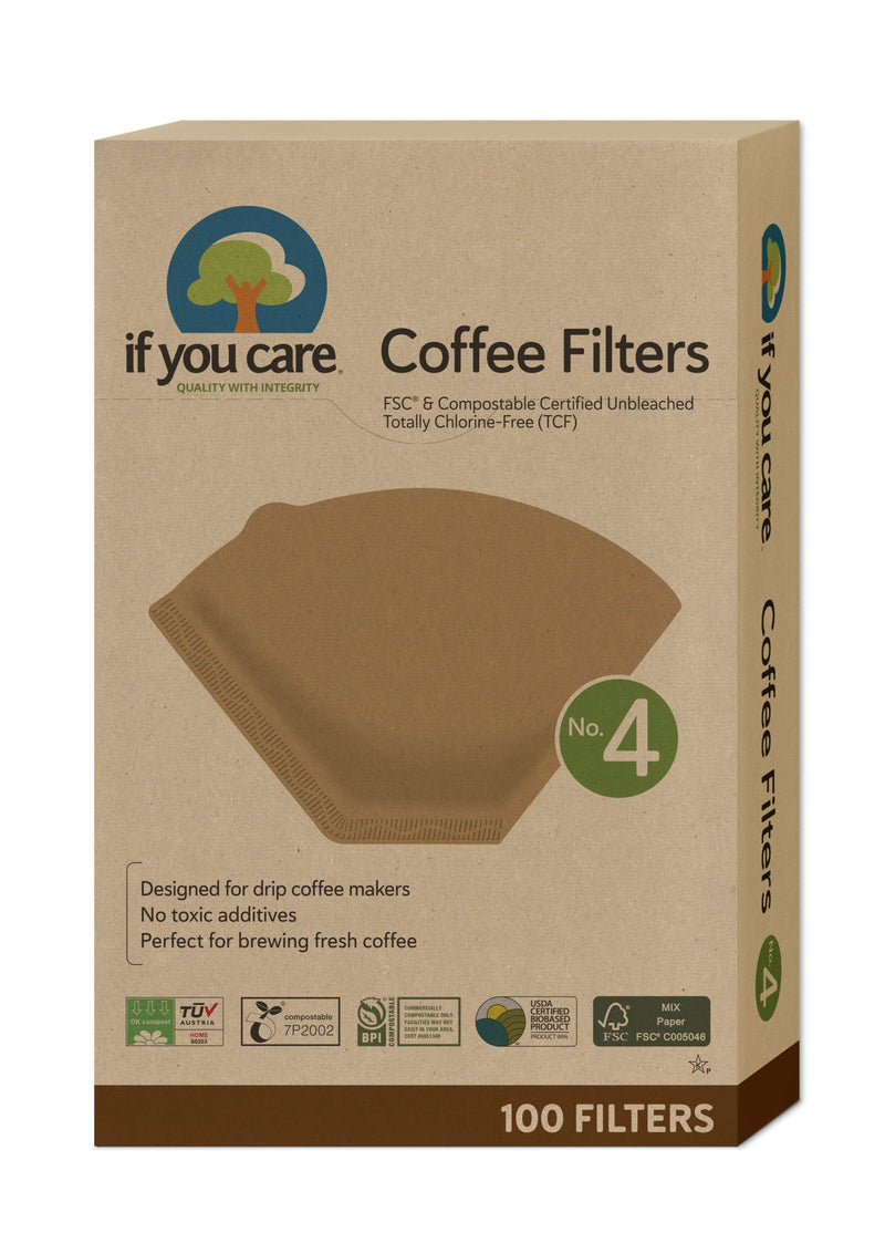 If You Care # 4 Cone Shaped Unbleached All Natural Compostable Coffee Filters, 100 Count (Pack of 1), Chlorine Free - NewNest Australia