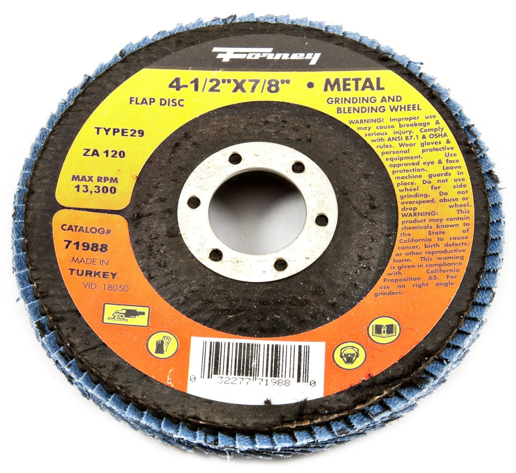 Forney 71986 Flap Disc, Type 29 Blue Zirconia with 7/8-Inch Arbor, 60-Grit, 4-1/2-Inch - NewNest Australia