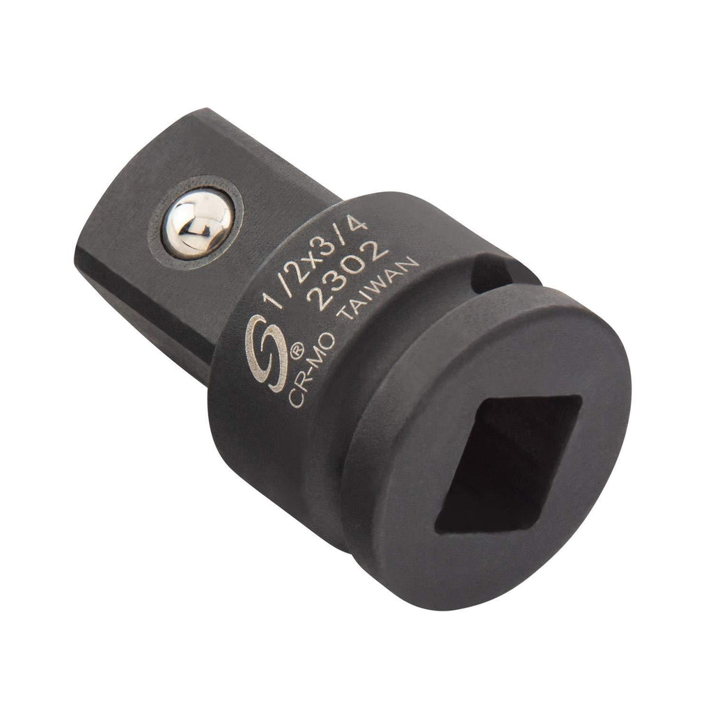 Sunex 2302, 1/2 Inch Drive, 1/2" Female x 3/4" Male Impact Adapter, Cr-Mo Steel, Ball Detent, Tapered Square End, Meets ANSI Standards - NewNest Australia