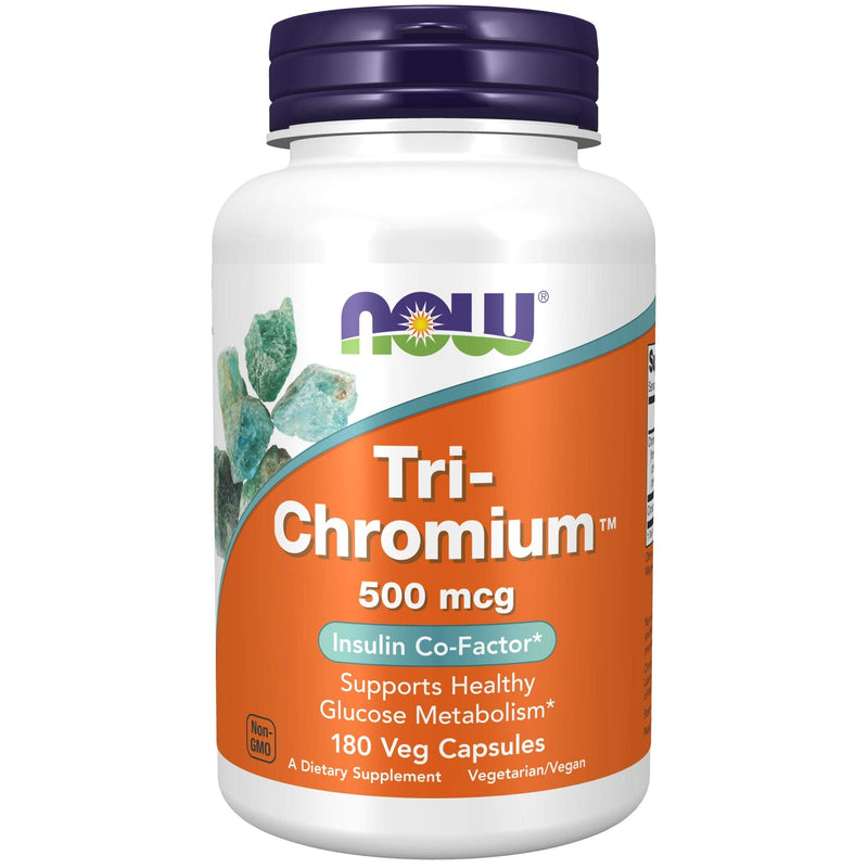 NOW Supplements, Tri-Chromium 500 mcg with Cinnamon, Insulin Co-Factor*, 180 Veg Capsules - NewNest Australia