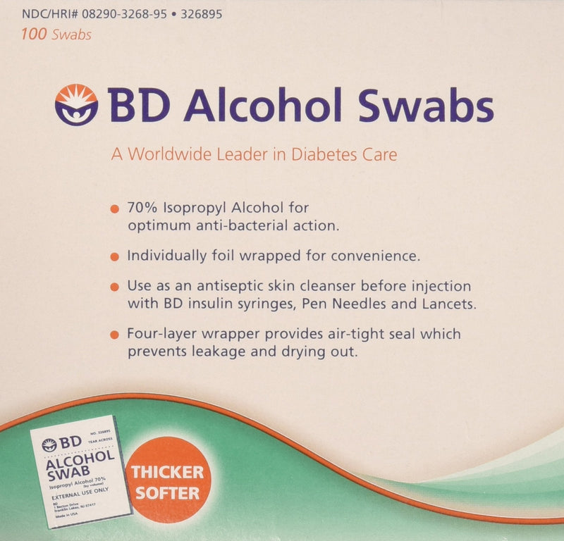 BD Regular Alcohol Swabs, 100 ct ( Pack of 2 ) - NewNest Australia